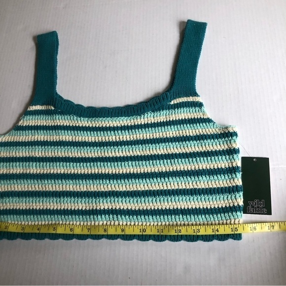 Wild Fable Juniors Stripe Scoop Neck Crochet Sweater Knit Cropped Tank Top Sz  L - Picture 11 of 14